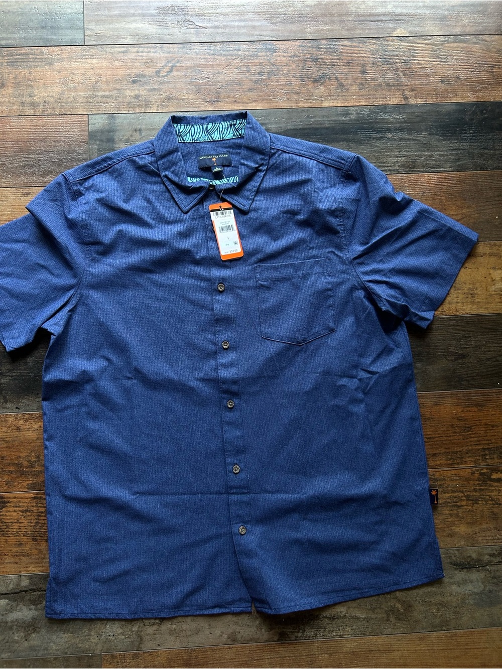 Margaritaville Navy Casual quick dry Button Down Shirt large